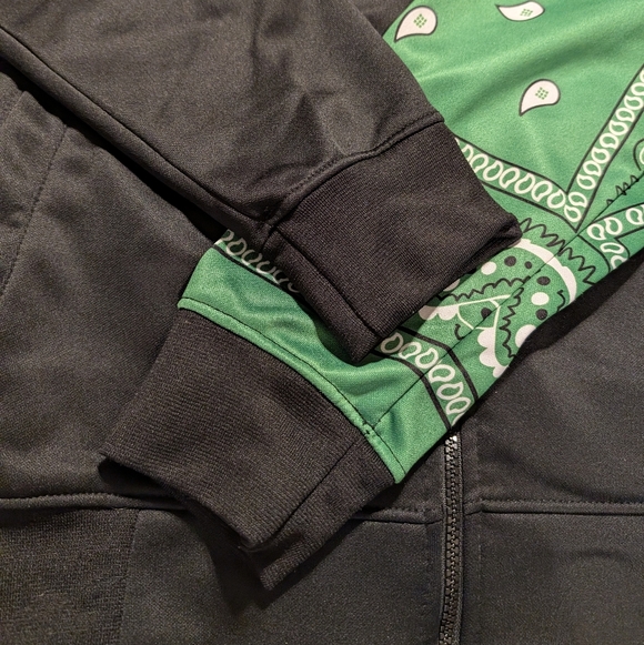 Filthy Wealth Green Bandana Men's Full Zip Lightweight Jacket Size XL - Picture 6 of 7